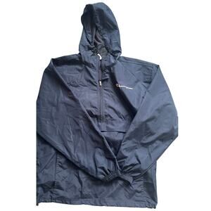 Champion Packable Windbreaker Jacket Navy Blue Men’s Size M Half Zip Pullover
